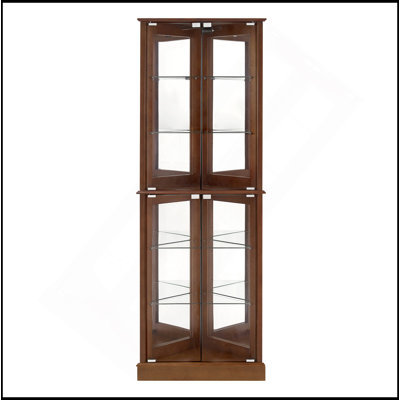 Superbe armoire de coin avec tablettes réglables et dossier en miroir, une superbe pièce de présentation pour vos objets précieux.