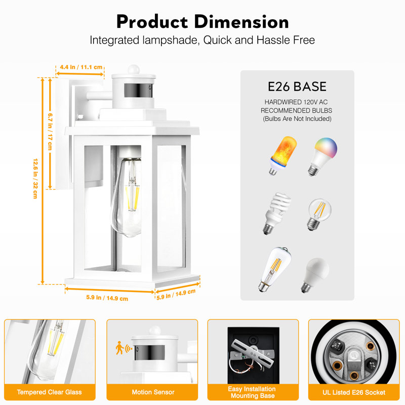 17 Storeys Outdoor Motion Sensor Light, Dusk to Dawn Outdoor Wall Lights, White