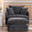 Grand fauteuil pivotant avec repose-pieds, tissu chenille, salon moderne