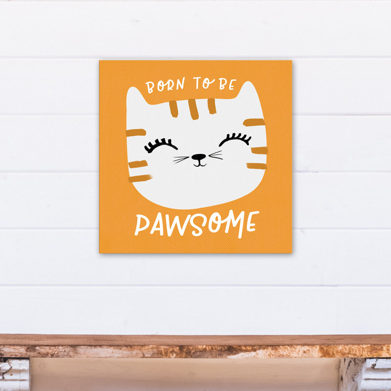 Art de toile de pawsome né pour be Tig, H 20 po x l 20 po x P 1,25 po, Orange