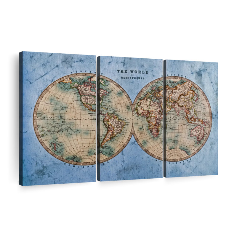 «Ocean Hemispheres», reproduction d'art sur toile, H 50 po x l 32 po x P 1,25 po