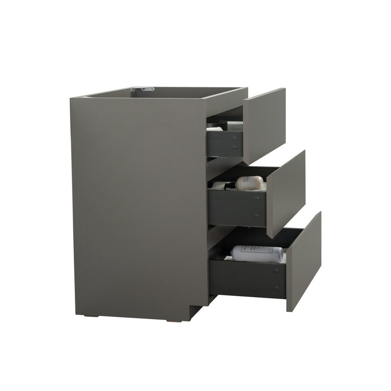 Armoire de rangement de style moderne avec trois tiroirs, Gris