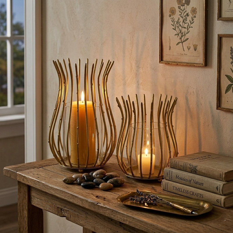 11.02'' H Metal Tabletop Votive Holder, Golden