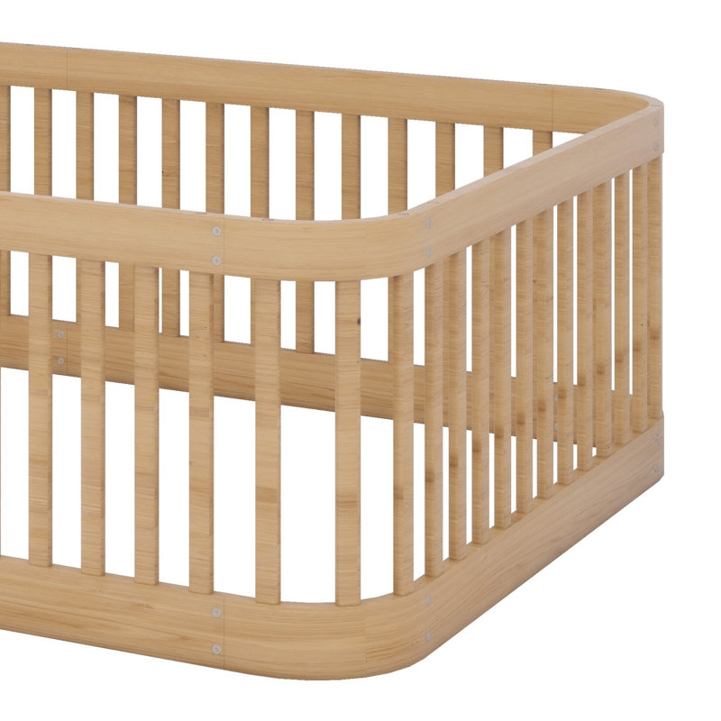 Structure de lit en bois avec clôture, Naturel