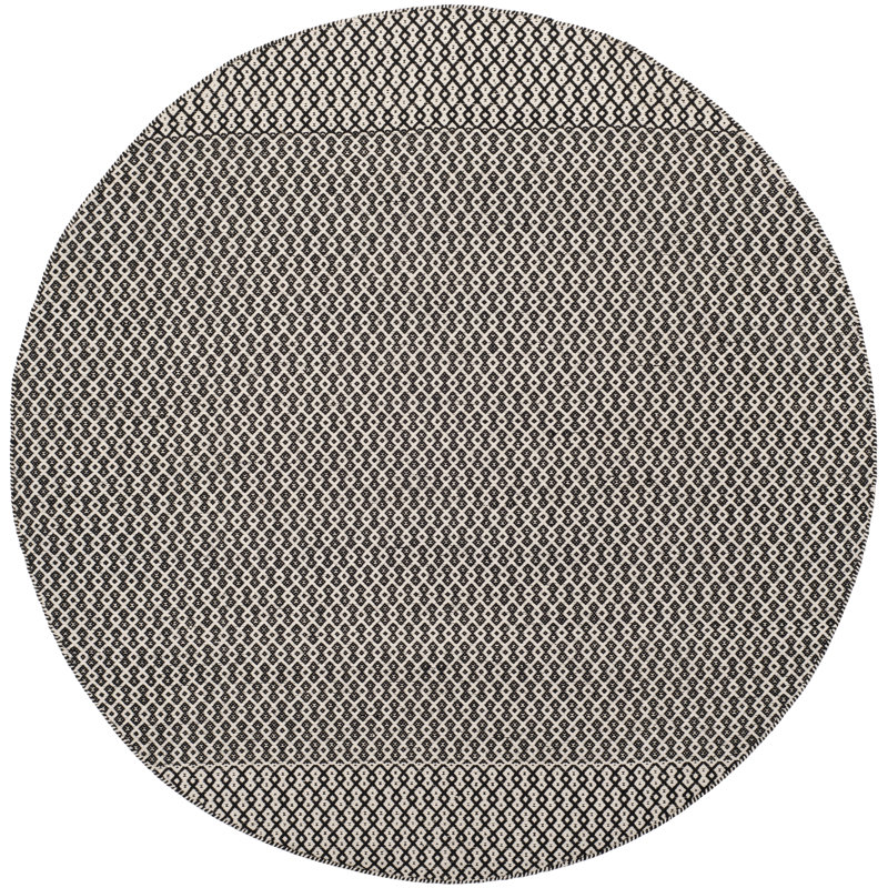 Haqeem Hand Woven Cotton Geometric Rug, Round 6'