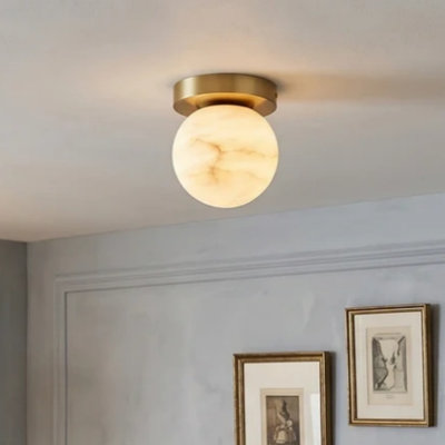 Plafonnier semi-encastré 1 lumière avec verre albâtre