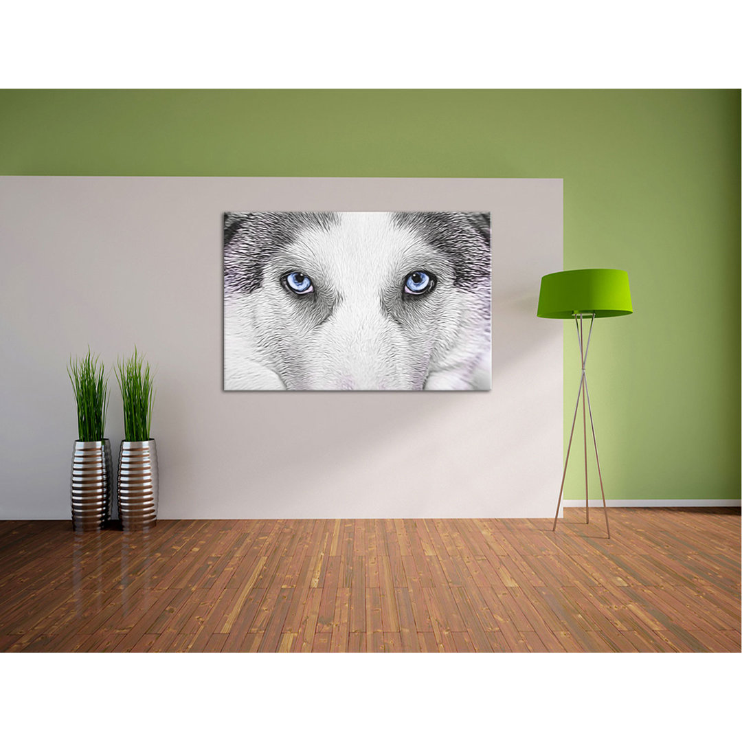 Leinwandbild Husky mit Eisblauen Augen