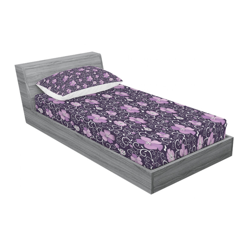 Microfiber Floral Sheet Set, Twin XL Sheet Set + Fitted Sheet + 1 Pillowcase
