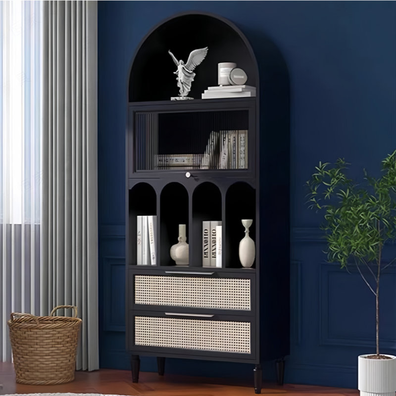 Vitrine en bois massif French Light Luxury, Noir