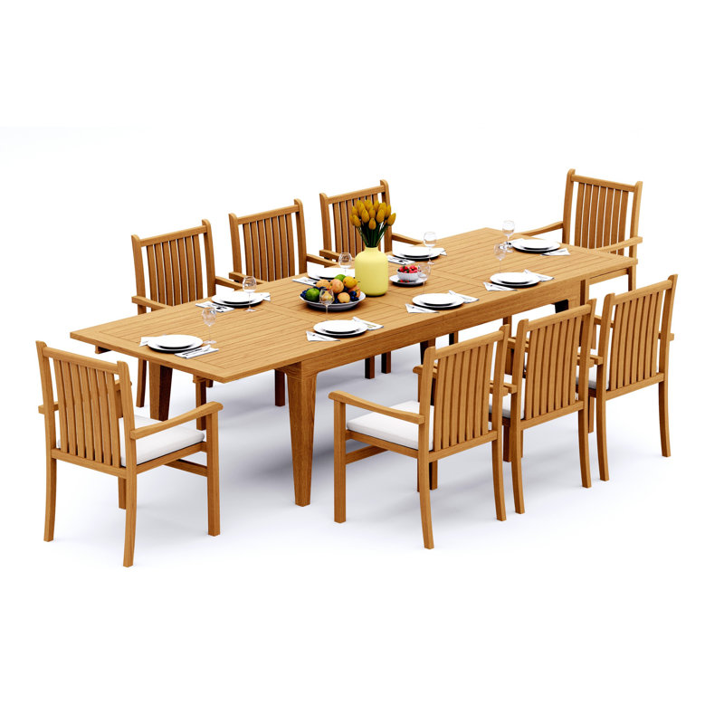 Teak Wood Patio Dining Set with, 8
