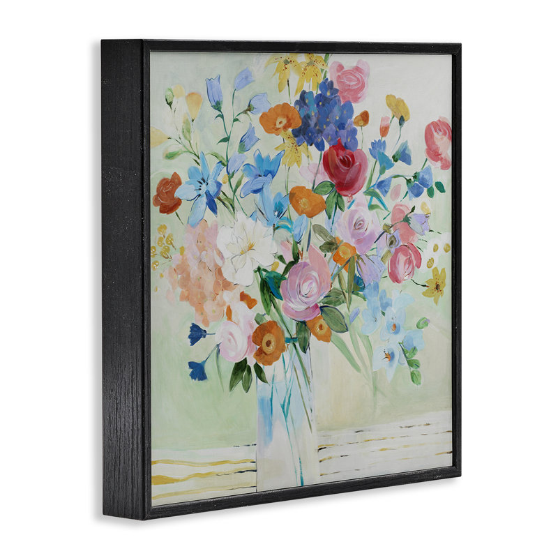 Fleurs abstraites aux couleurs mélangées, estampe numérique de la collection Lorenzo, H 12 po x l 12 po