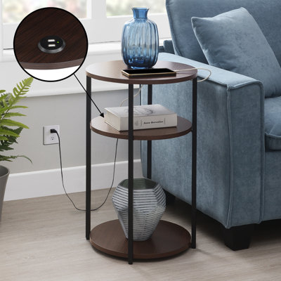 Table de bout ronde à 3 niveaux avec ports USB Ramos