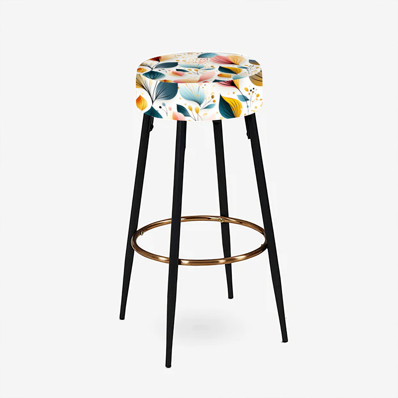 Ensemble de 2 tabourets à imprimé animal, Motif floral de couleur pastel botanique I