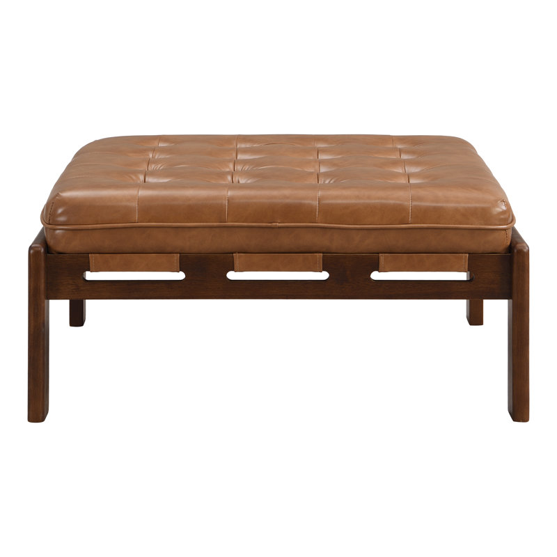 Jamir 34'' Tufted Upholstered Cocktail Ottoman, Brown, Walnut