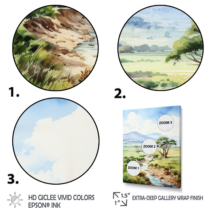 " Peaceful Countryside ", 20" H x 12" W x 1" D, White Single Picture Framed