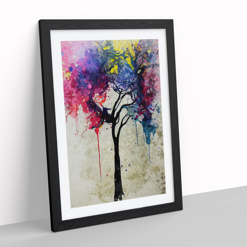 Dripping Tree - Single Picture Frame Painting, Black, 64cm H x 46cm W x 2cm D