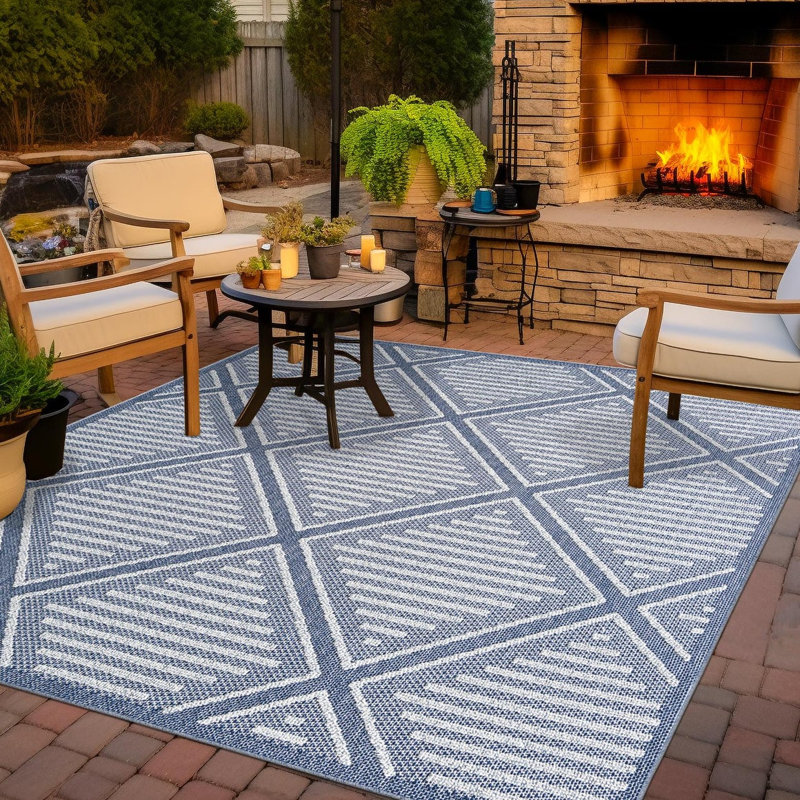 Tapis d'extérieur à treillis, Carré 7 pi 10 po