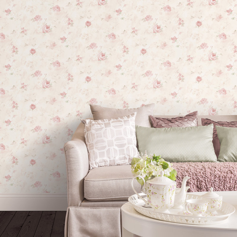 Garretson 10m x 52.8cm Wallpaper Roll, Pink/Grey