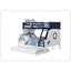 Lit superposé simple au-dessus d'un lit superposé Moderne attaché échelle supérieure Rails de lit et structure de joint verrouillable pour trousse de lattes de sécurité Finition bleue / blanche incluse