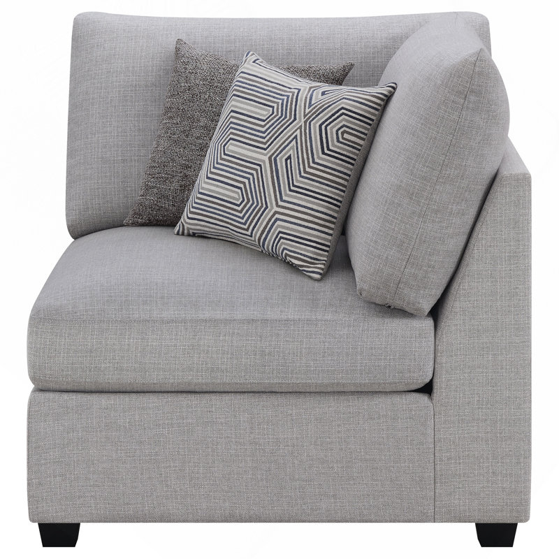 Chaise de coin rembourrée avec coussins gris avec coussins