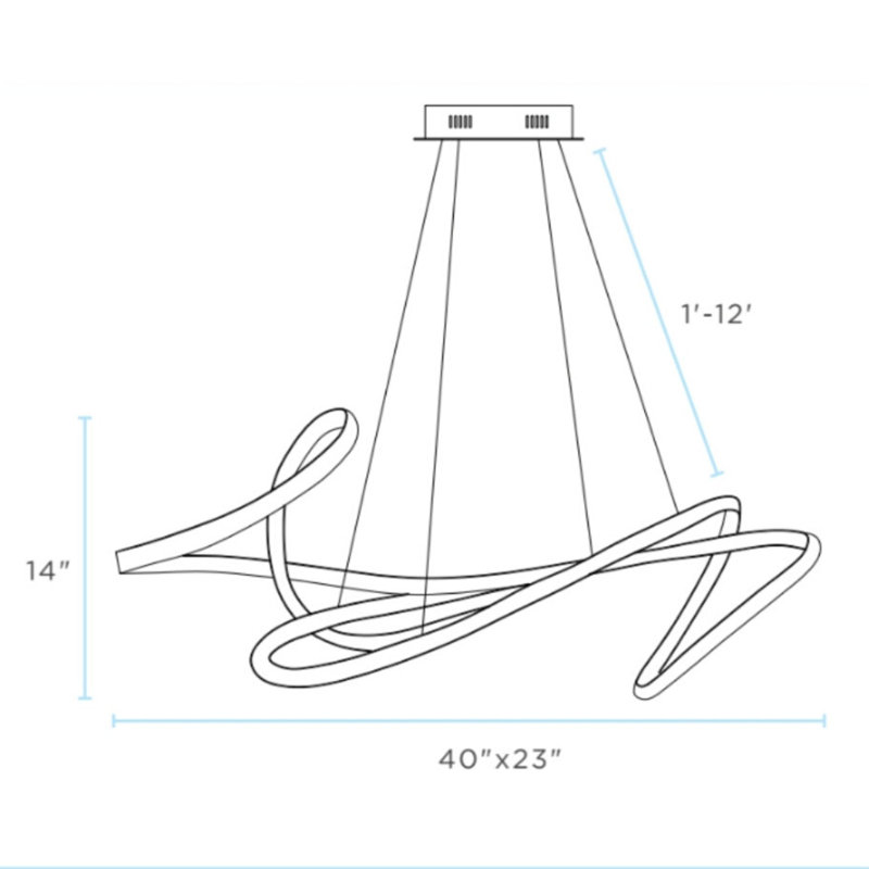 Elegant Curvy Black Aluminum LED Chandelier with Silica Strip