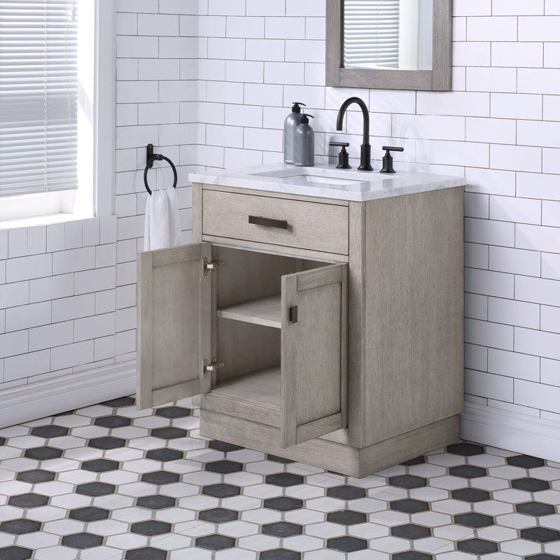 Breshey Single Bathroom Vanity, Gray Oak, 30"W x 21.6"D x 34.2"H