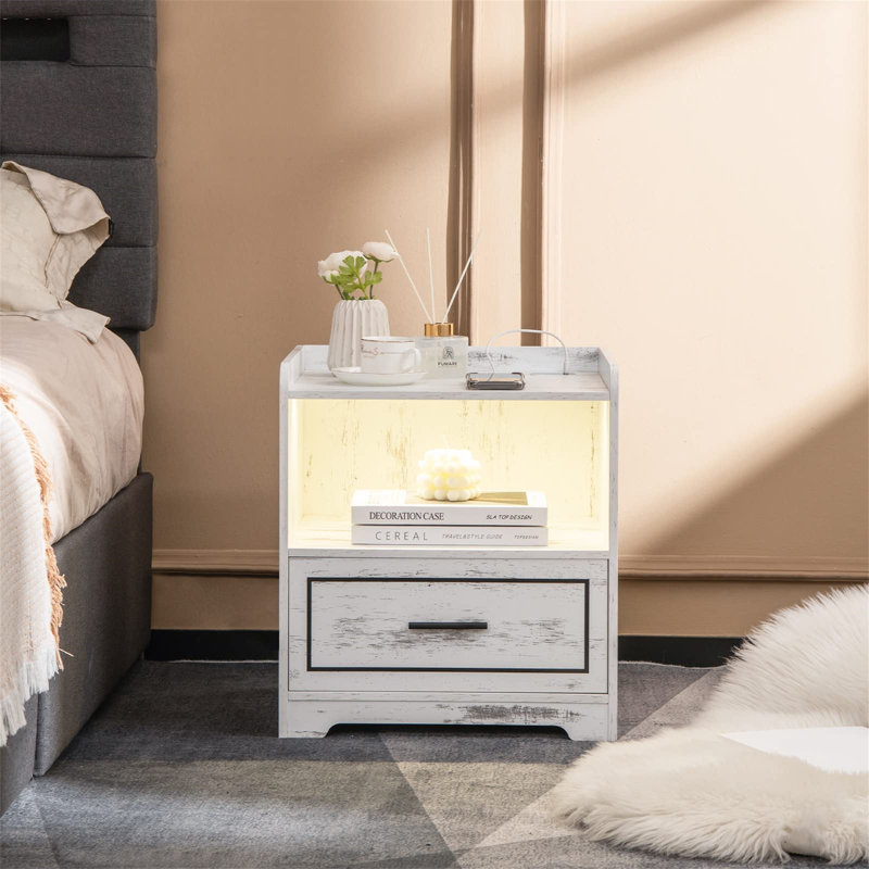 Cartan 45cm W Manufactured Wood Bedside Table