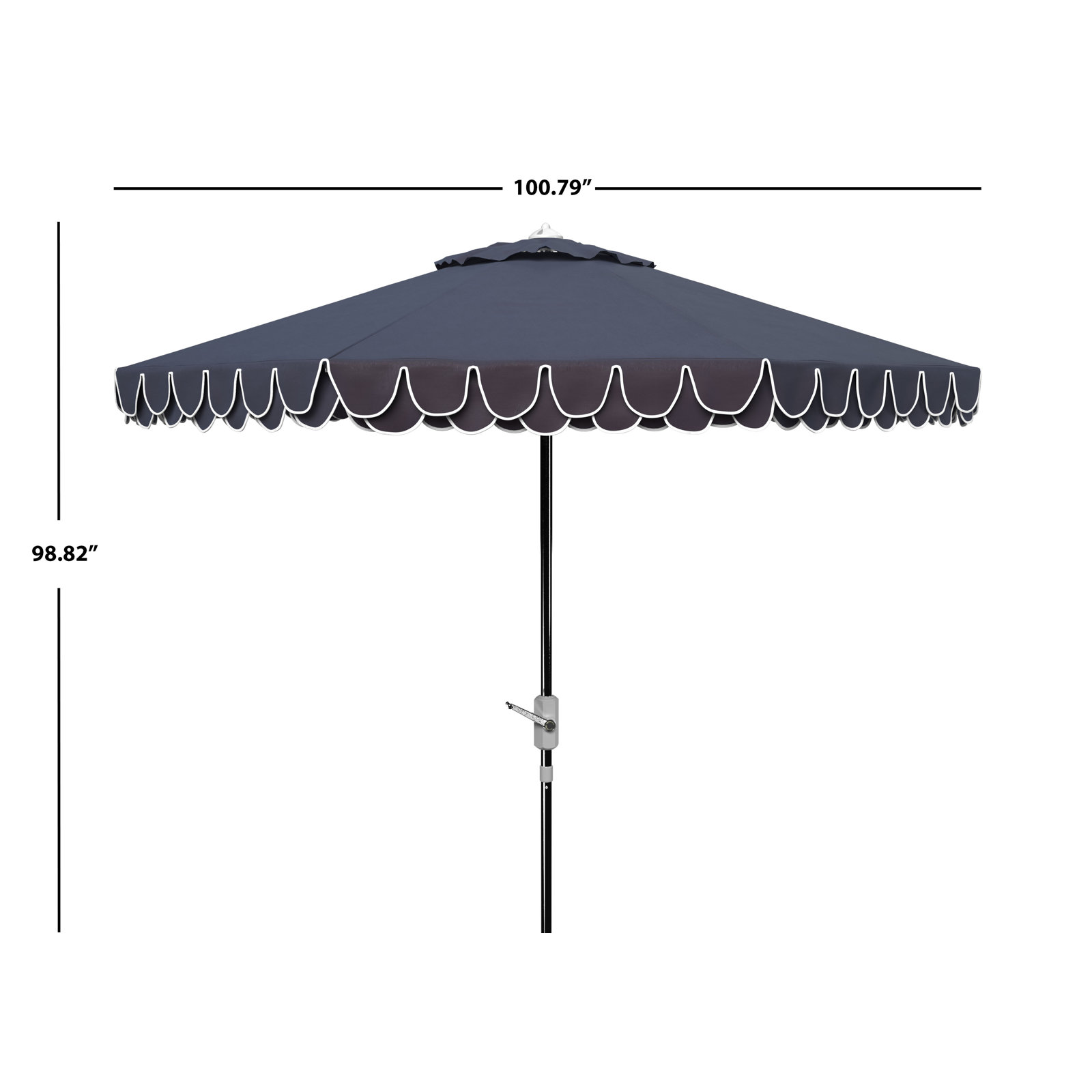 Iago Outdoor Umbrella, Navy/White, Chrome