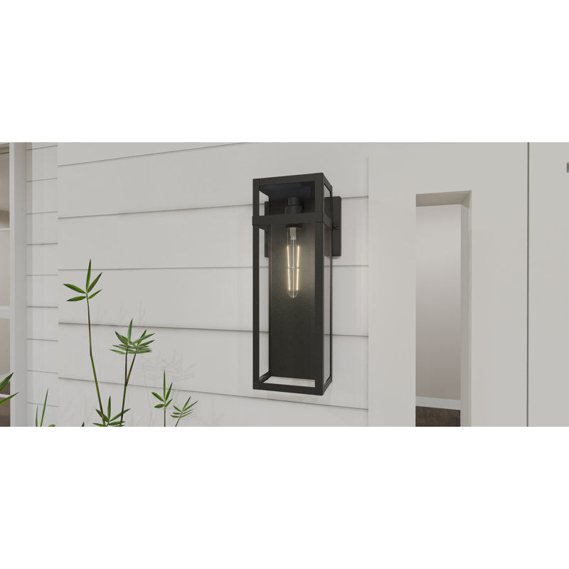 Idus 1-Light Matte Black Outdoor Wall Lantern, 18" H x 7.5" W x 5.5" D