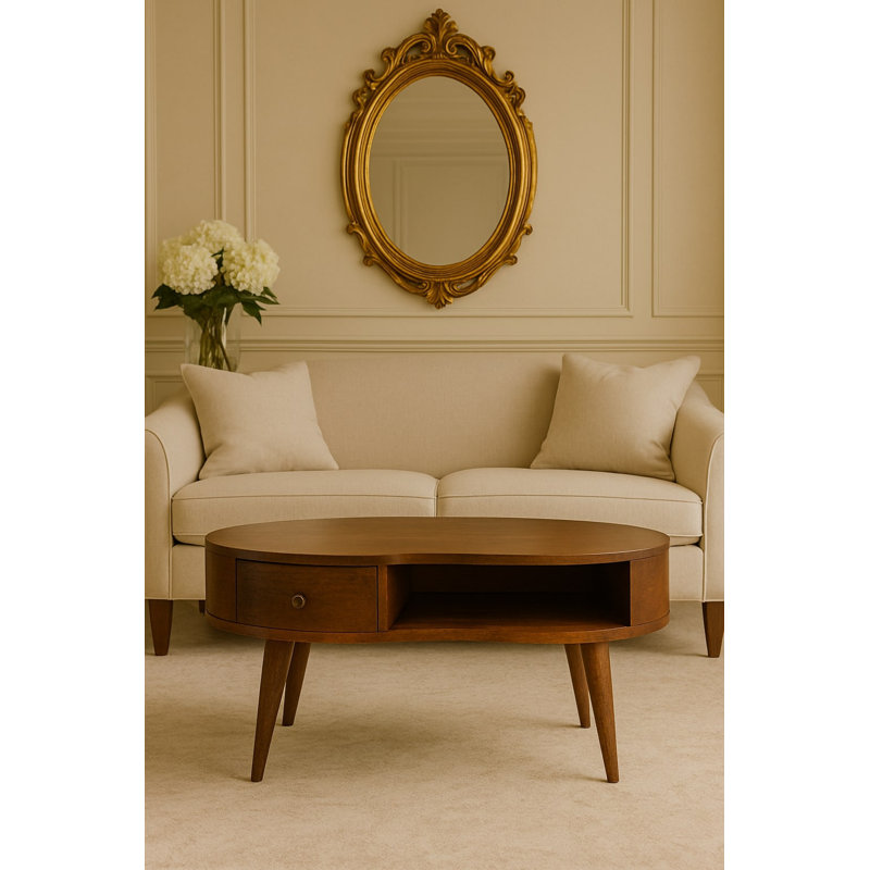 Gautam Solid Wood Solid Coffee Table with Storage, Chestnut, 40cm H x 80cm W x 50cm D
