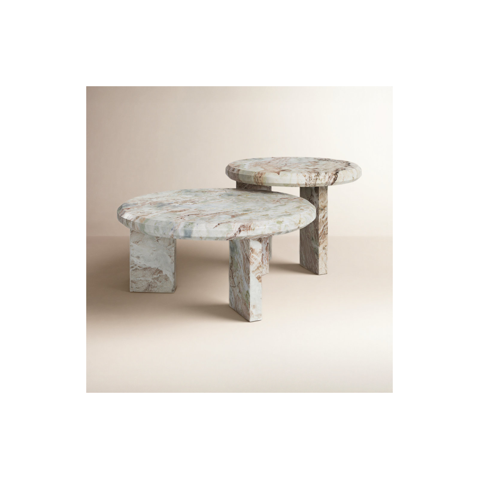 Bryce Nesting Coffee Table-Creamy Taupe Marble Solid, Creamy Taupe Marble Solid