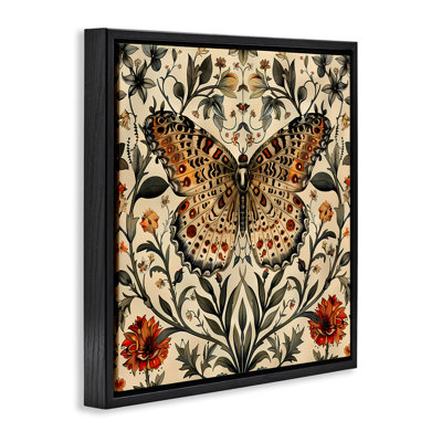 «Baroque Butterfly & Botanicals», art mural encadré flottant par Walker Noble