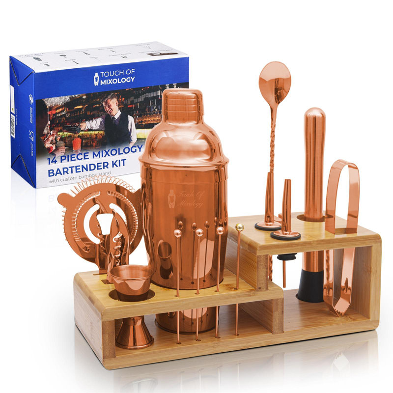 Rylon Bartender Kit - Bar Tool Set - Mixology Bar Set Cocktail Shaker Set, Rose Gold