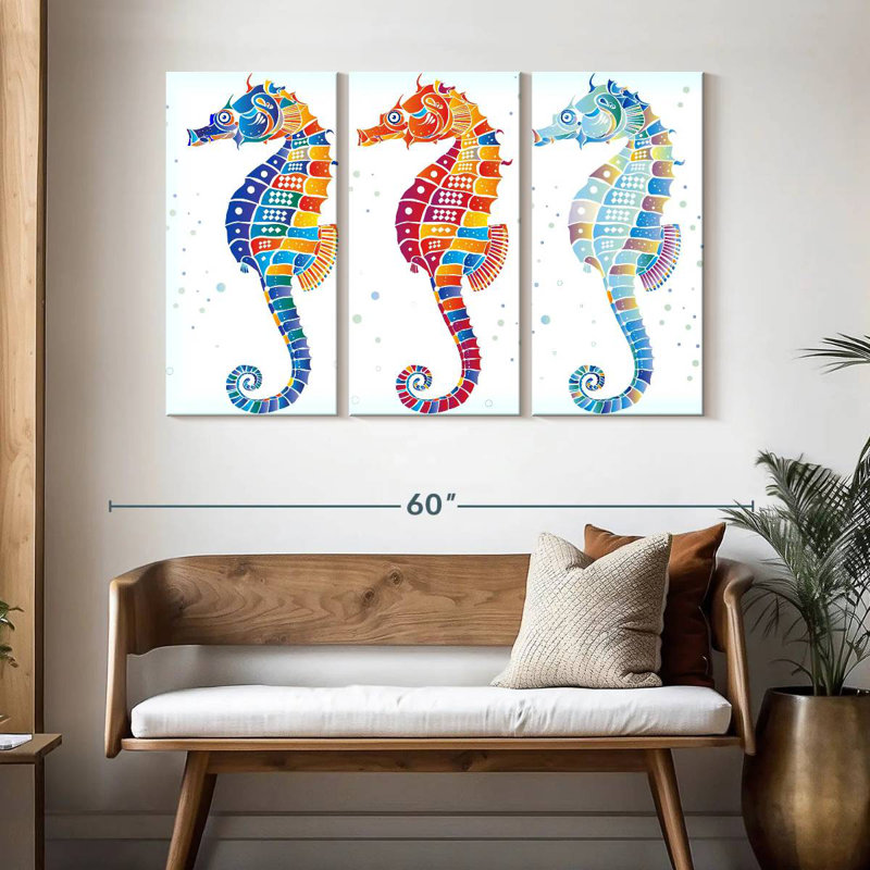 Seahorses Trio, 32" H x 50" W