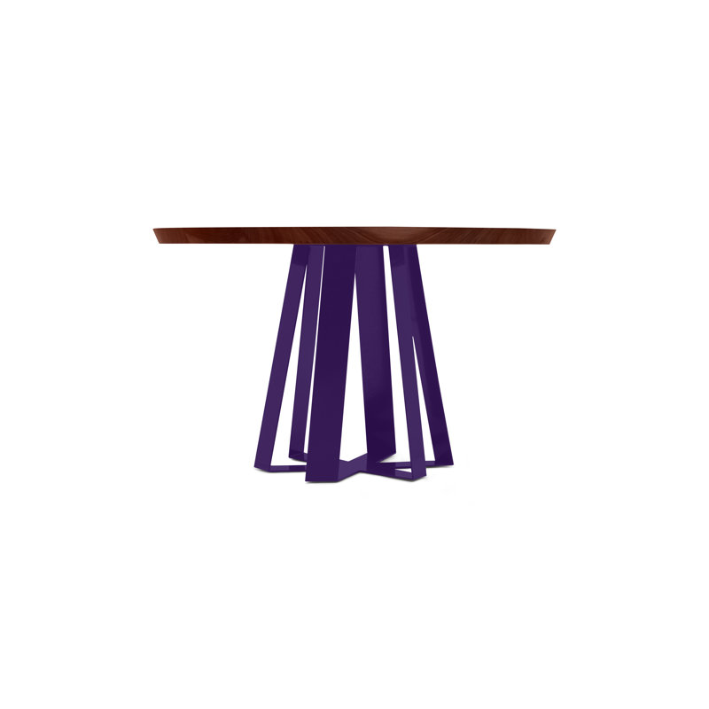 ARS Round Walnut Wood Dining Table, 48" W x 48" L