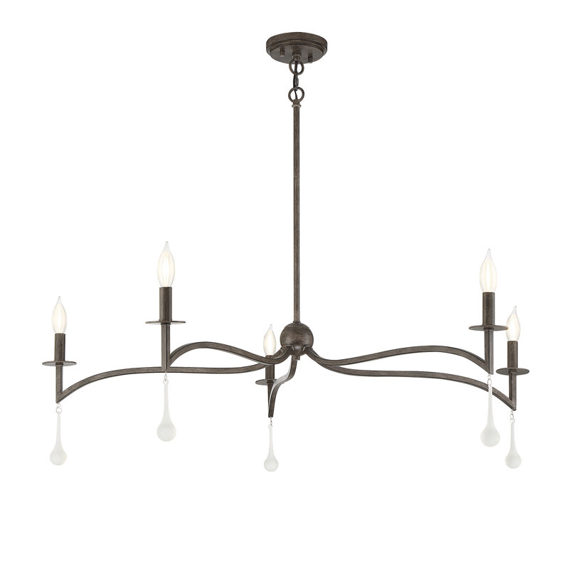 Lustre classique à 5 lumières de style bougie Mager, Noyer