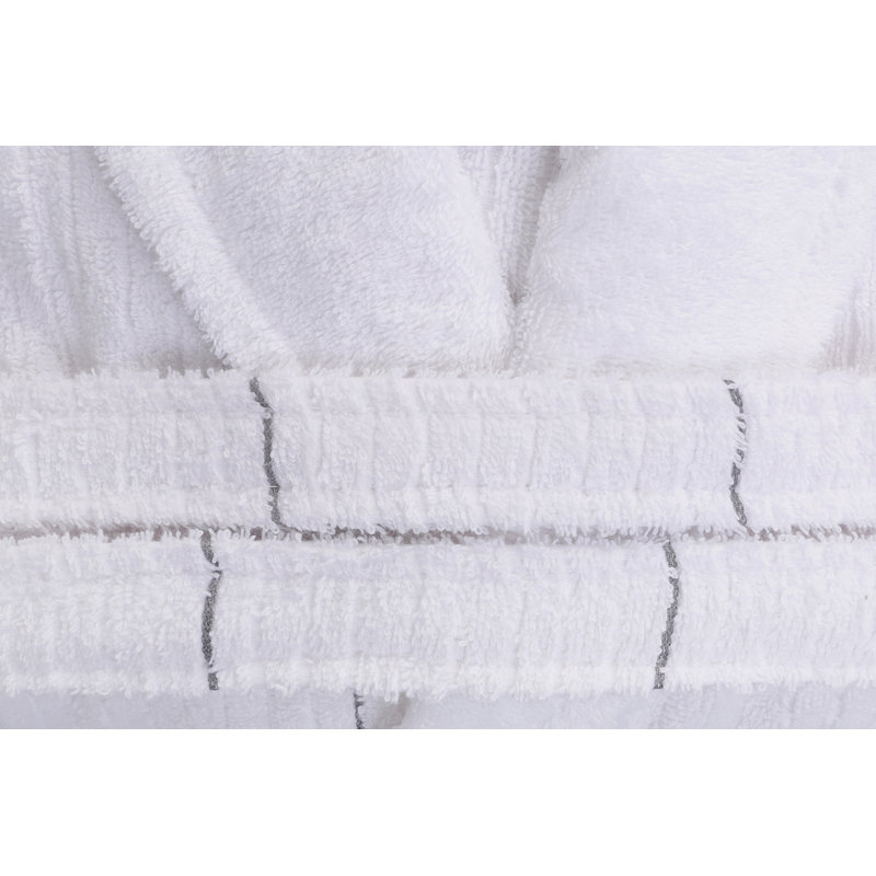 Peignoir en coton mélangé avec poches, G / TG, Blanc / gris