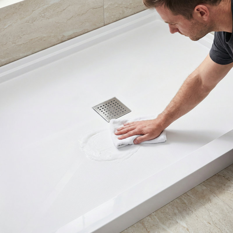 60 po. 36 po. Base de douche en pierre de verre au fini blanc pur