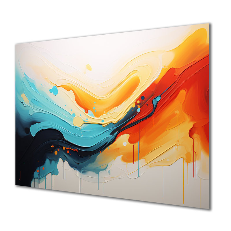 «Yellow Fractal Paint Wave Expression 2», art mural abstrait en métal MT134513, H 12 po x l 20 po x P 1 po