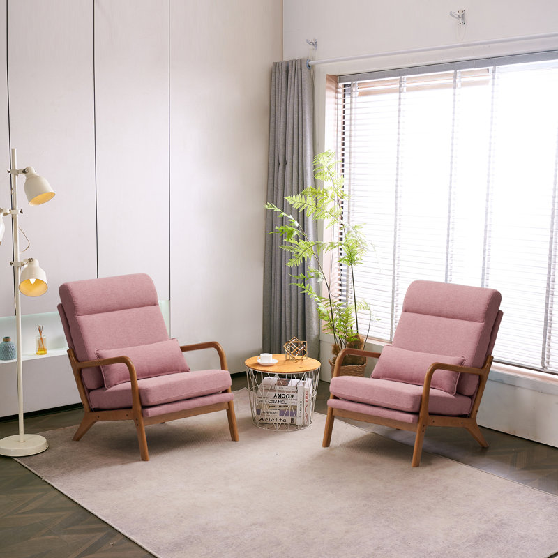 Fauteuil de 25,6 po de large Mamye, Pink Linen