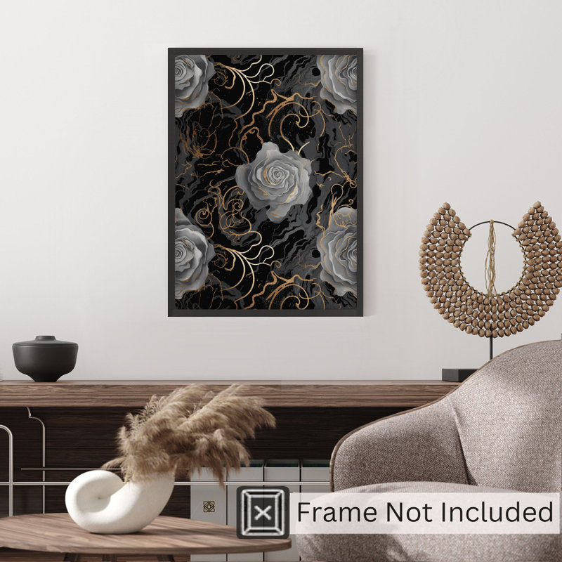 «Floral Luxe Rose Symphony VI», reproduction d'art moderne sans cadre, H 16 po x l 12 po