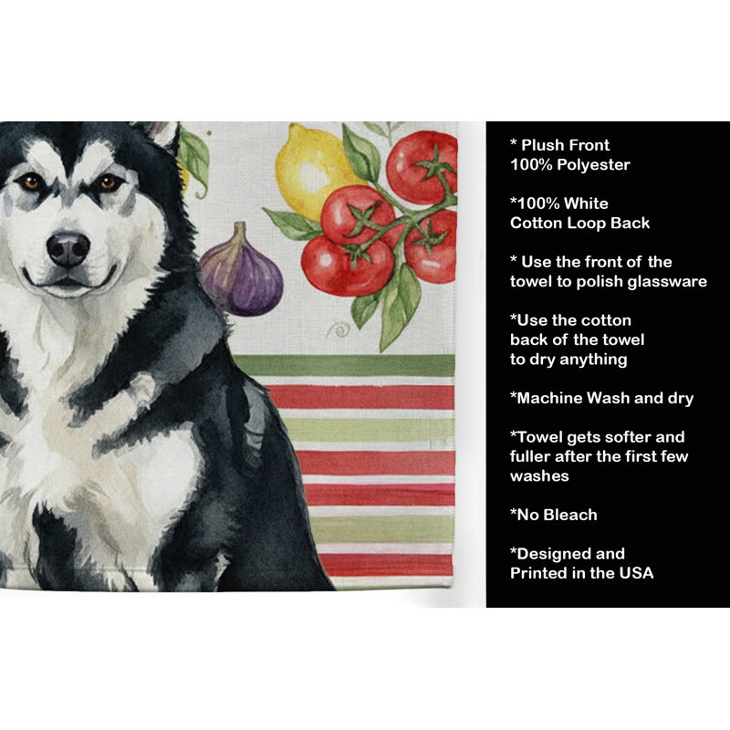 Torchon noir et blanc Malamute Alaskan, Black/White Alaskan Malamute