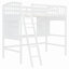 Lit mezzanine avec tablettes de rangement, bureau et échelle