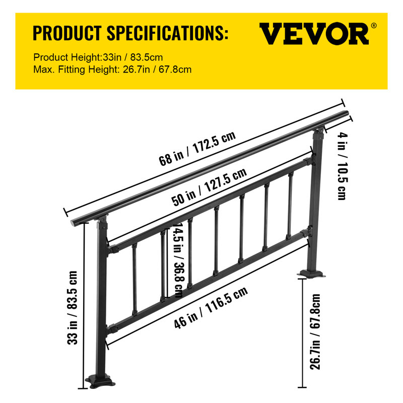 Marchepieds d'escalier extérieur H 33 po x l 68 po x P 2 po