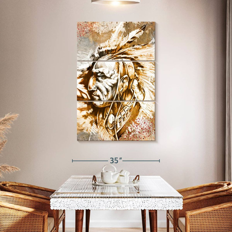 Lelar Native American Warrior, 50" H x 32" W