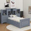 Lit plateforme simple en bois avec armoire verticale et 4 tiroirs de chaque côté-2005383687