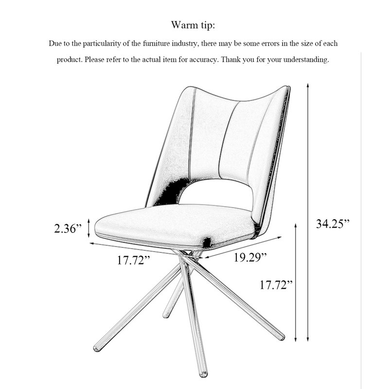 Chaise de salle à manger moderne et minimaliste en cuir, Noir