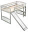 Lit mezzanine simple gris avec glissade et - pour les petits espaces, lecture sous le lit, contreplaqué de pin massif, assemblage en 20 minutes, idéal pour les maisons, espace limité, crée un espace confortable en dessous, pin, facile