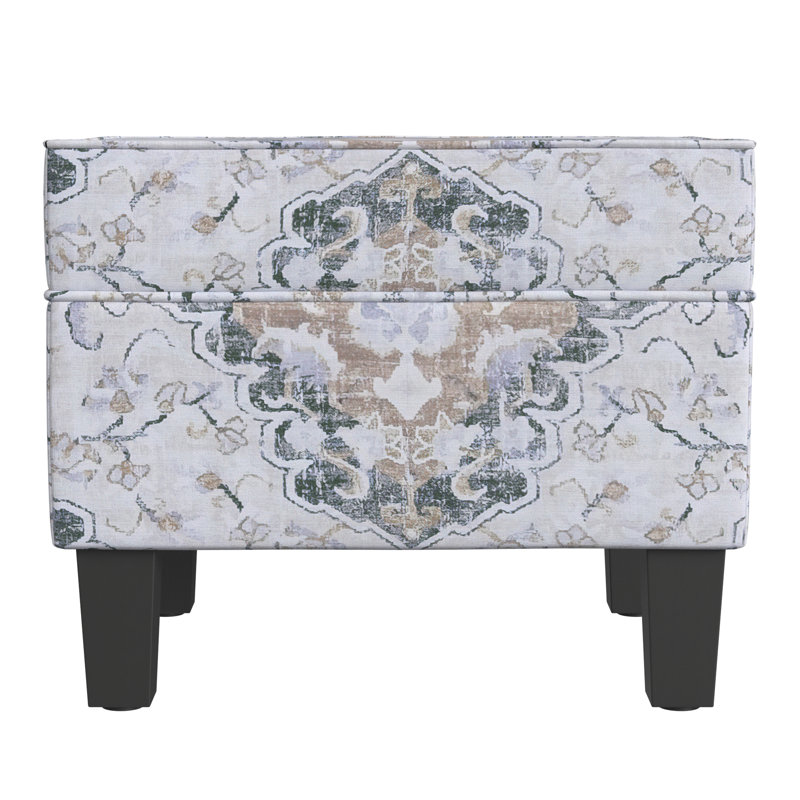 Gorton Medium Storage Ottoman, Antiqued Medallion Ebony