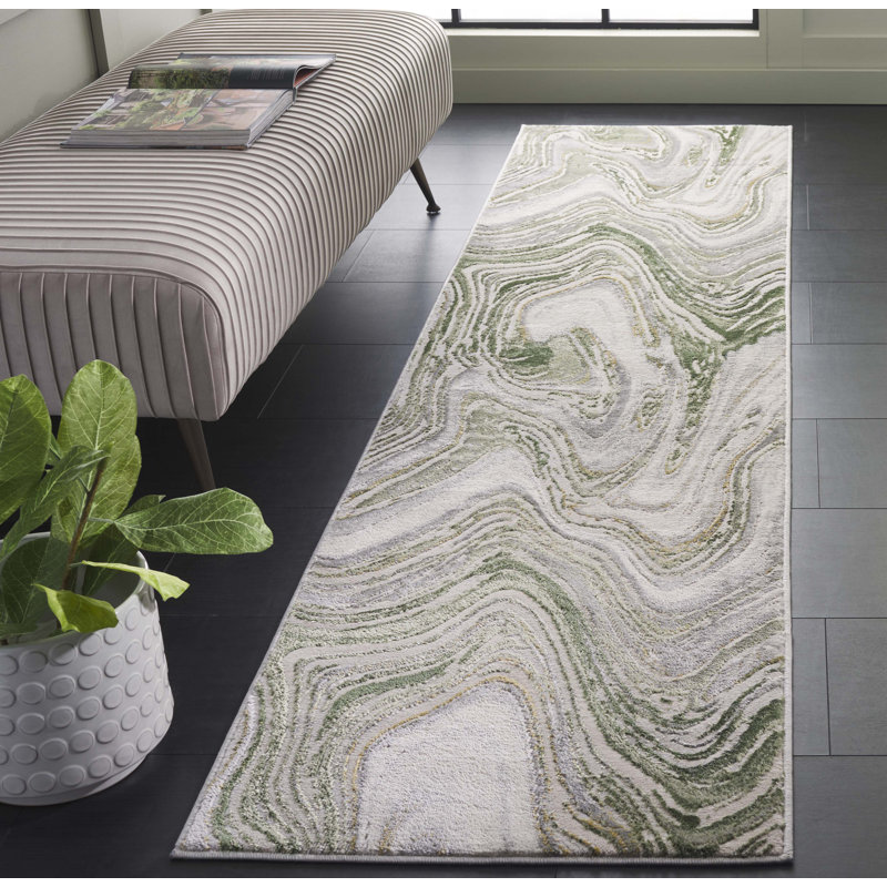Tapis abstrait Jahira Performance, Tapis de couloir 2 pi 3 po x 8 pi